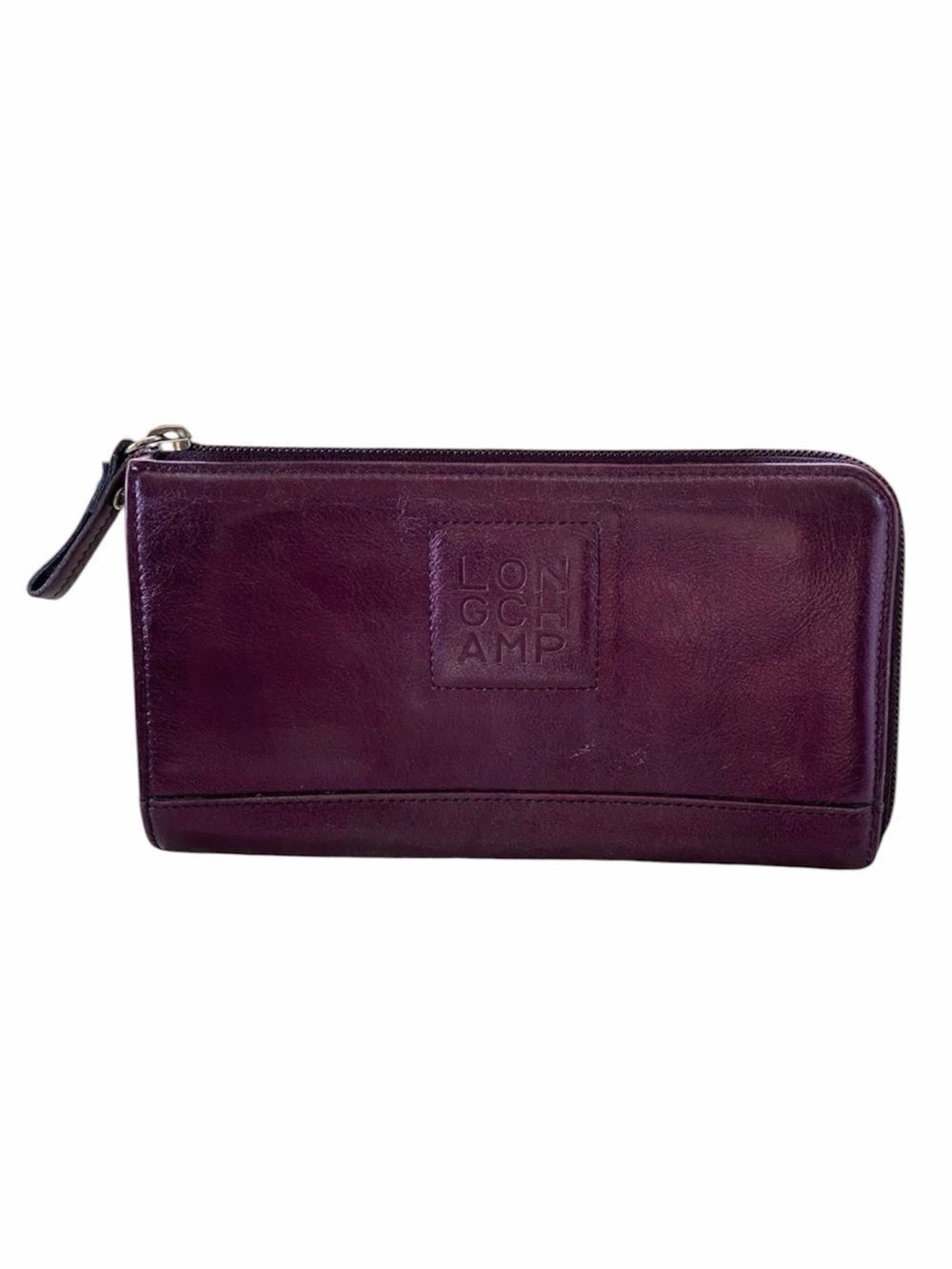 Longchamp Leather Purple Metallic Zip Around Long Wallet. VGUC!